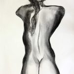 Andrea back nude, Zeichenkohle auf Papier, 70 x 50 cm