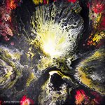 Explosion der Emotionen, Acryl/ Silikonöl auf Leinwand, 70 x 70 cm