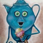 Monster with ice cream, acrylic on canvas, 40 x 30 cm